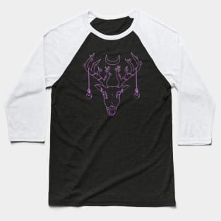 Cherry Blossom Deer in Purple Baseball T-Shirt